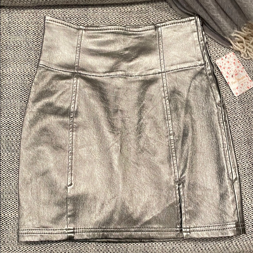 Free People Silver Metallic Skirt